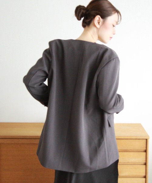 「Eclat one」 「Ada.」ノーカラージャケット FREE グレー レディース_画像2