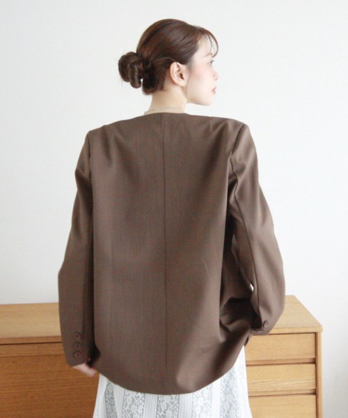 「Eclat one」 「Ada.」ノーカラージャケット FREE グレー レディース_画像5