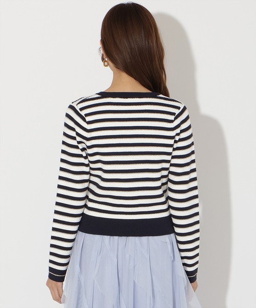 AND COUTURE（アンドクチュール） カーディガン ラメボーダーニット