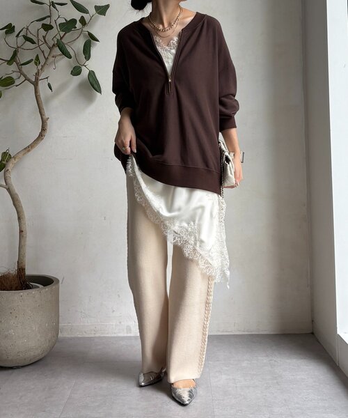 「DouDou」 イージーパンツ FREE ベージュ レディース_画像3