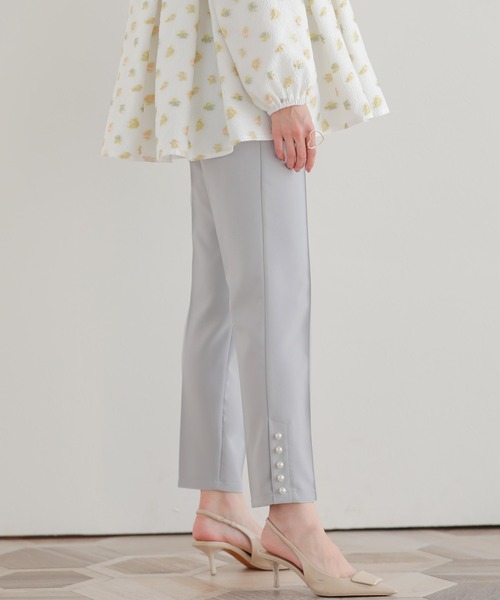 裾パールテーパードパンツ　fitmore Fit more（フィットモア） パンツ 裾パールテーパードパンツ