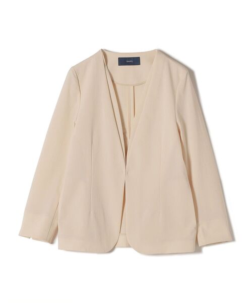 「SHIPS」 ノーカラージャケット 36 ベージュ レディース_画像4