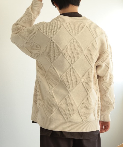 「SENSE OF PLACE by URBAN RESEARCH」 ニットカーディガン MEDIUM ベージュ メンズ_画像5