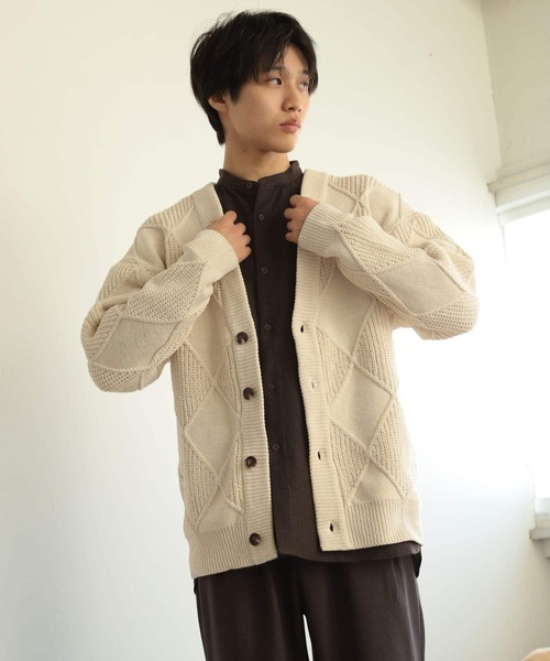 「SENSE OF PLACE by URBAN RESEARCH」 ニットカーディガン MEDIUM ベージュ メンズ_画像7