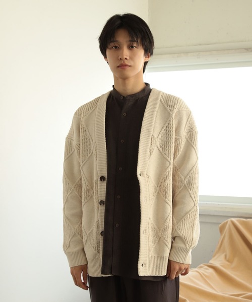 「SENSE OF PLACE by URBAN RESEARCH」 ニットカーディガン MEDIUM ベージュ メンズ_画像8