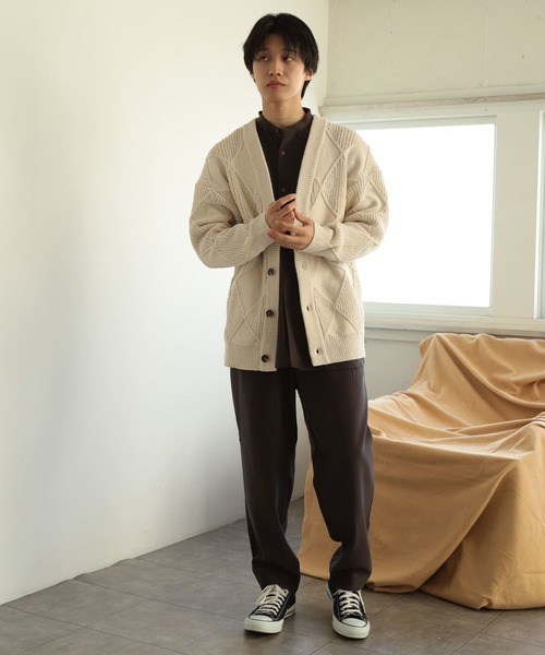 「SENSE OF PLACE by URBAN RESEARCH」 ニットカーディガン MEDIUM ベージュ メンズ_画像9