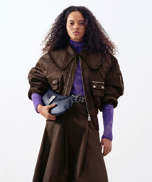 未使用級✨️24AW GANNI ダウン　コート　ジャケット　ベルト GANNI（ガニー） ダウンコート ダウンジャケット Tech Seersucker