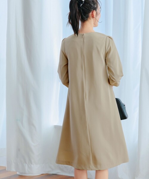 「Tiaclasse」 7分袖ワンピース XX-LARGE ベージュ レディース_画像6