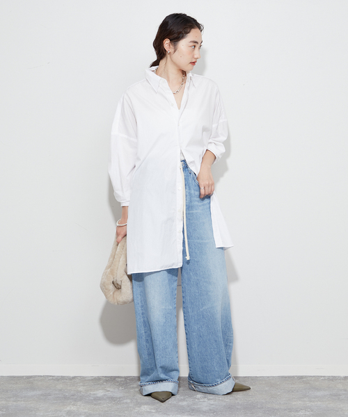 「Plage」 シャツワンピース 38 サックスブルー レディースの画像