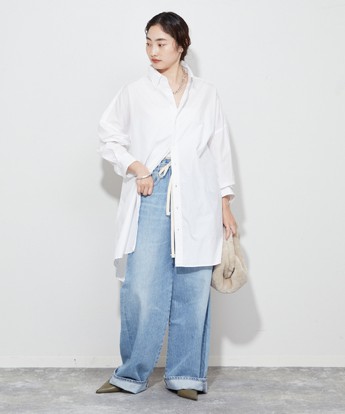 「Plage」 シャツワンピース 38 サックスブルー レディースの画像