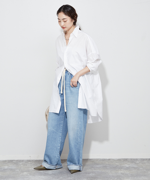 「Plage」 シャツワンピース 38 サックスブルー レディースの画像