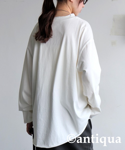 「antiqua」 「tree cafe」長袖カットソー P ブルー レディース_画像4