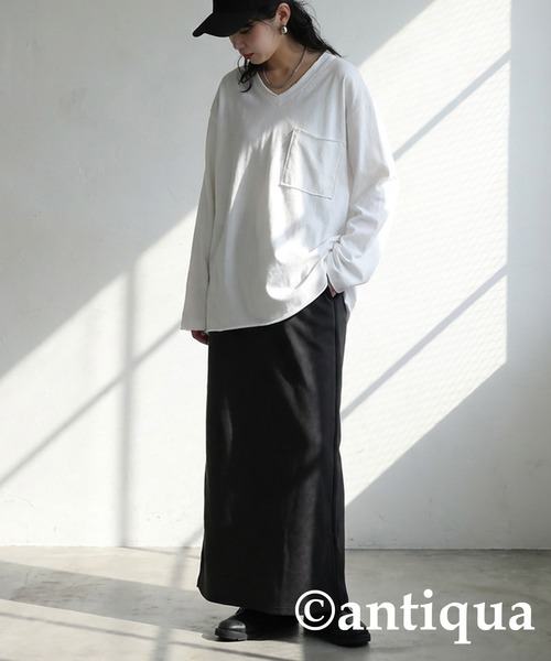 「antiqua」 「tree cafe」長袖カットソー P ブルー レディース_画像5