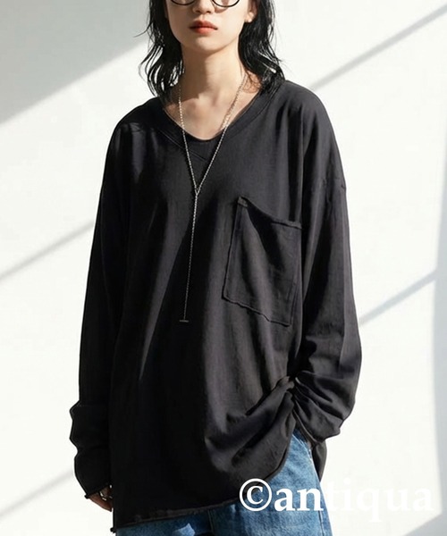 「antiqua」 「tree cafe」長袖カットソー P ブルー レディース_画像7