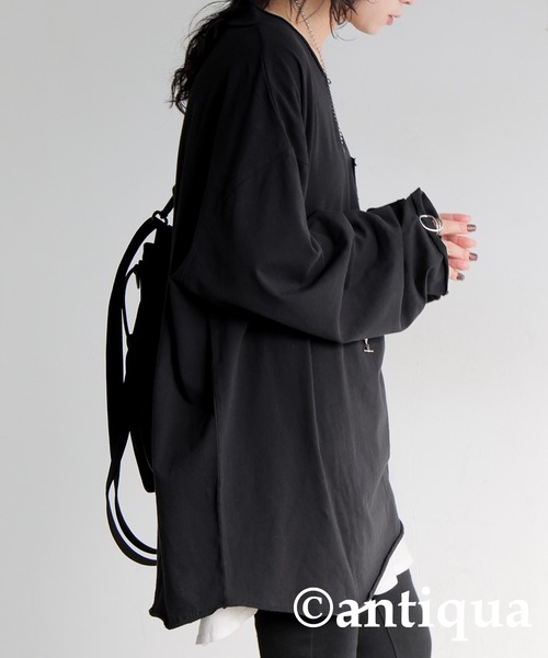 「antiqua」 「tree cafe」長袖カットソー P ブルー レディース_画像8