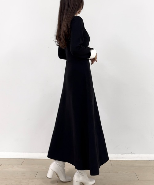 「junoah」 ニットワンピース MEDIUM ブラック レディース_画像2