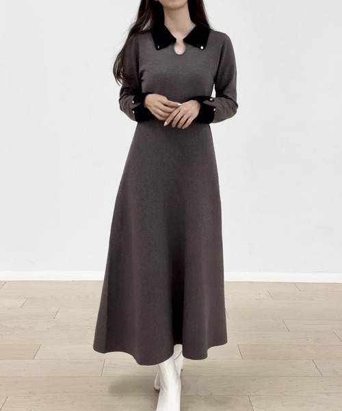「junoah」 ニットワンピース MEDIUM ブラック レディース_画像4