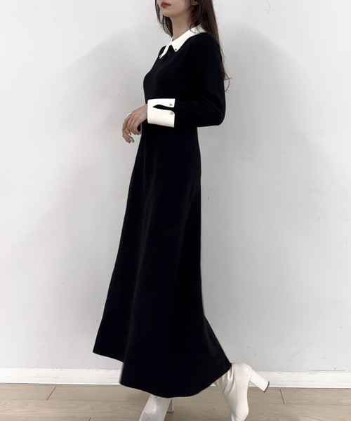 「junoah」 ニットワンピース MEDIUM ブラック レディース_画像5