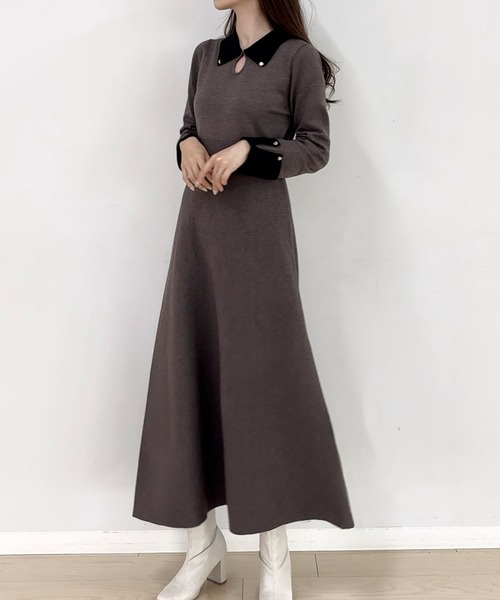 「junoah」 ニットワンピース MEDIUM ブラック レディース_画像7