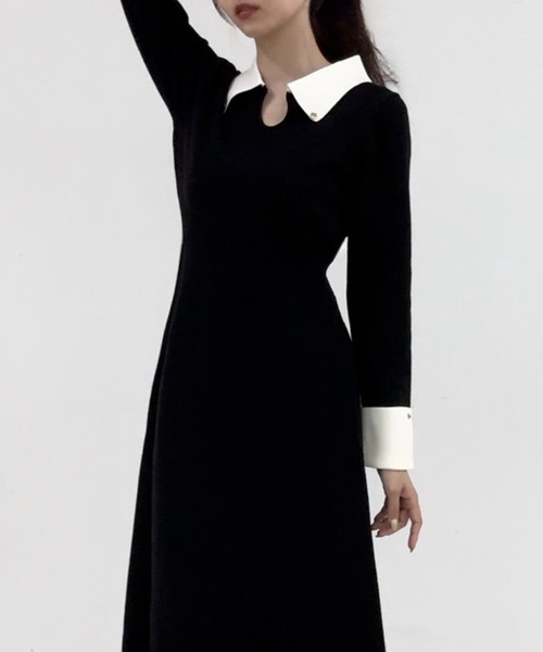 「junoah」 ニットワンピース MEDIUM ブラック レディース_画像8