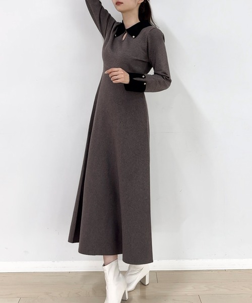 「junoah」 ニットワンピース MEDIUM ブラック レディース_画像9