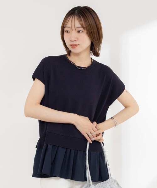 NOLLEY'S - 【 新品 】　タグ付 ノーリーズ シフォンフリル　ニット　シフォンプリーツニット NOLLEY'S（ノーリーズ） ニット セーター 「手洗い可能」「BECシリーズ