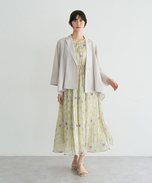 YECCA VECCA（イェッカヴェッカ） ワンピース 夏 シアー花柄プリーツ