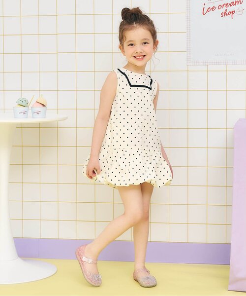 「apres les cours」 「KIDS」ノースリーブワンピース 110 レッド キッズ_画像9
