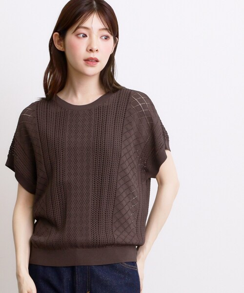 grove（グローブ） ベスト ジレ 「2WAY・洗える」透かし編みニット