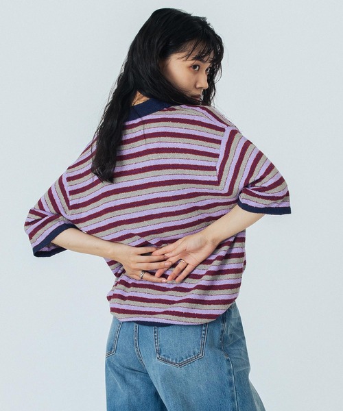 「ROSE BUD」 半袖ポロシャツ ONE SIZE パープル レディース_画像4