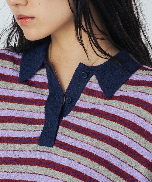 「ROSE BUD」 半袖ポロシャツ ONE SIZE パープル レディース_画像5