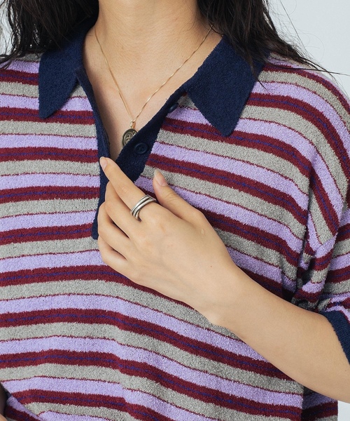 「ROSE BUD」 半袖ポロシャツ ONE SIZE パープル レディース_画像6