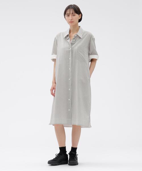 美品 マーガレットハウエル 麻100% 半袖ワンピース グレー 日本製 グレー マーガレットハウエル ワンピース（レディースファッション）（袖