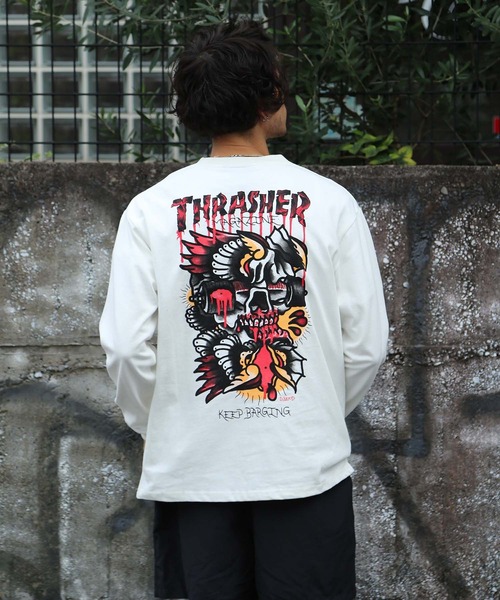 「THRASHER」 長袖Tシャツ LARGE チャコールグレー メンズ_画像2