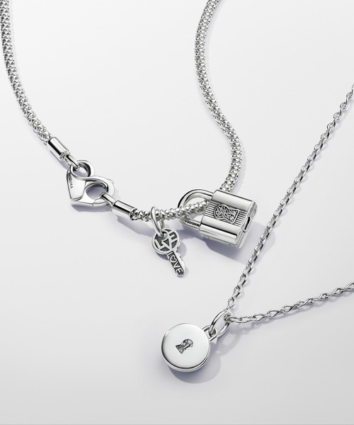 廃盤PANDORA シルバー ロングチェーンネックレス 3連 パール PANDORA（パンドラ） ネックレス インフィニティチェーン ロング