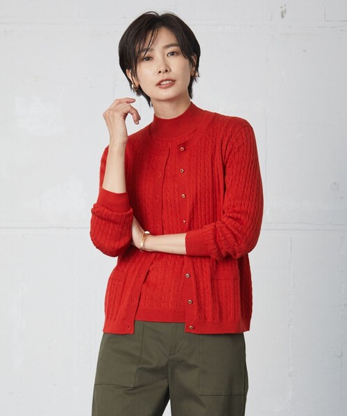 カーディガン 「洗える」KNIT BASIC ミドル カーディガン レディース