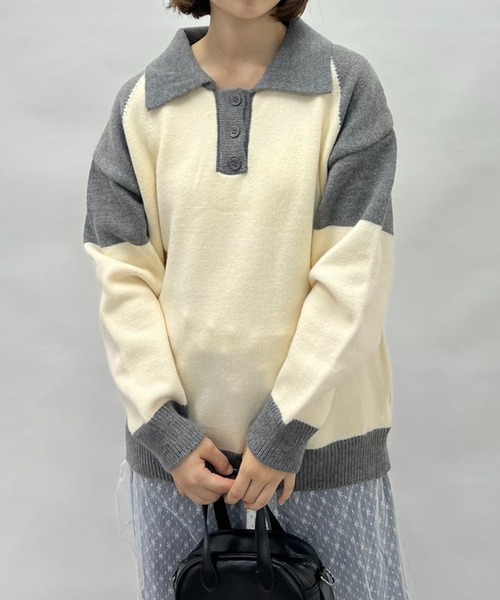 ニット セーター バイカラー襟付きニット レディース : ZOZOTOWN Yahoo