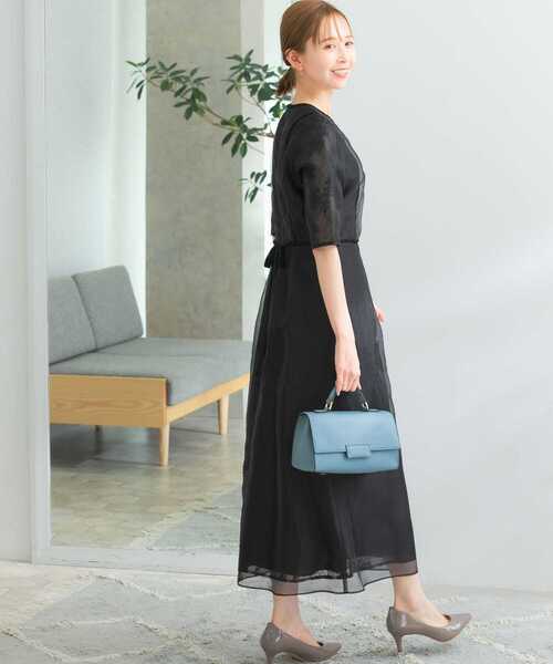 【美品】9号 kaene シアーレースパイピングドレス URBAN RESEARCH ROSSO ドレス kaene シアーレースパイピング