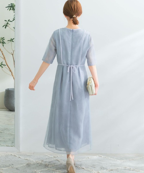 【美品】9号 kaene シアーレースパイピングドレス URBAN RESEARCH ROSSO ドレス kaene シアーレースパイピング
