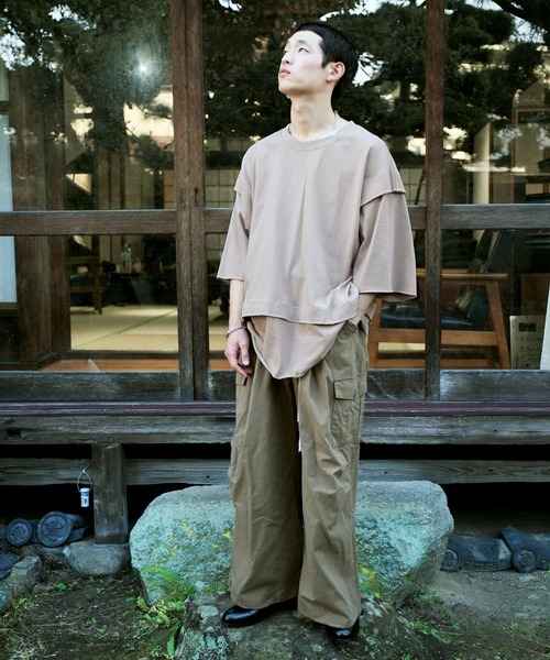 3 L オーバーサイズ　リブTシャツ　ベージュ 楽天市場】Tシャツ カットソー ビックTシャツ オーバーサイズ 七