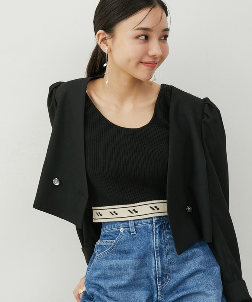 【新品タグ付き】ベスト ジレ ショート丈ノーカラー半袖ジャケット レディース SMILE ORCHID ベスト ジレ ショート丈ノーカラー半袖ジャケット