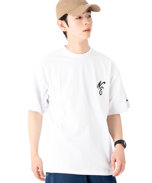 Tシャツ ホワイト 半袖 Oサイズ&ホワイトキャップ NEW ERA（ニューエラ） tシャツ 半袖Tシャツ ONSPOTZ別注 オーバー