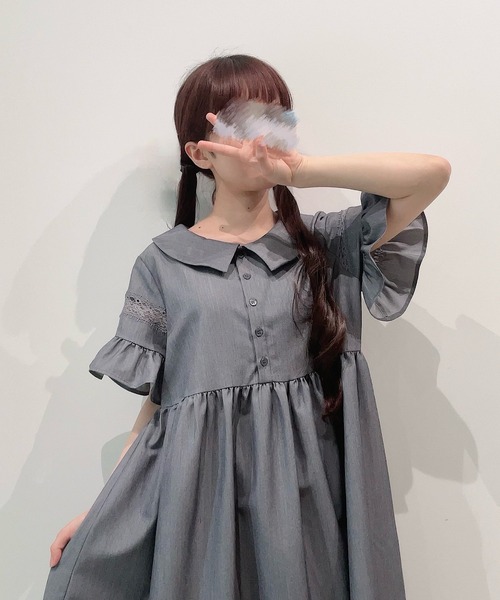 JNYLON 立体裁断ドット透け感プリンセスワンピースグレー JNYLON 立体