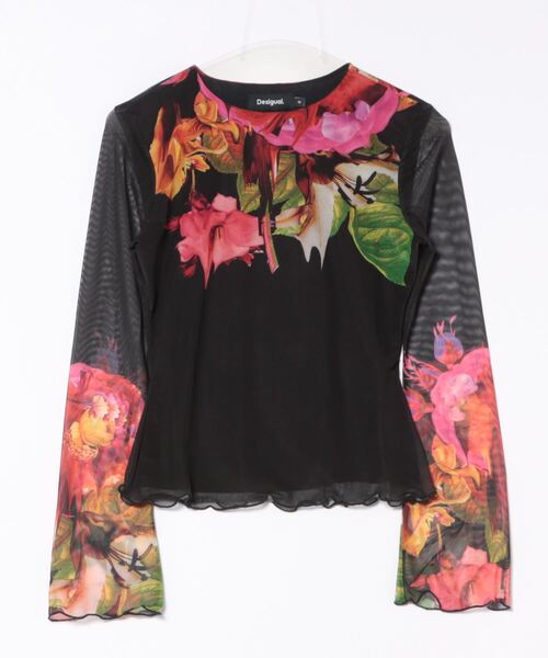 デシグアル Desigual トロピカル花柄Tシャツ （ブラック） Desigual tシャツ トロピカル花柄Tシャツ レディース : ZOZOTOWN