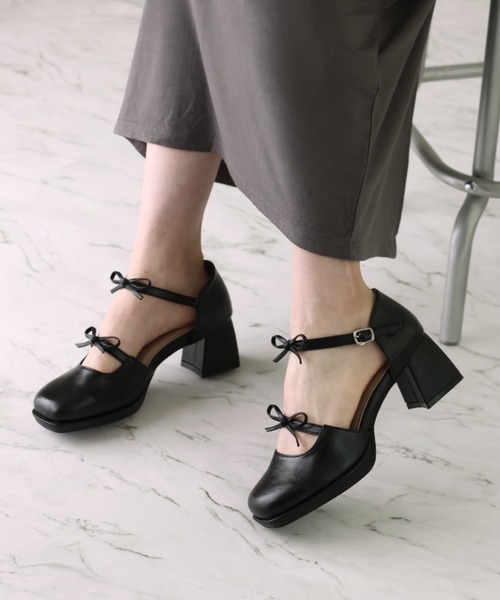 フラット  お上品 おリボンストラップ シューズ  パンプス rhp26j_2.jpg