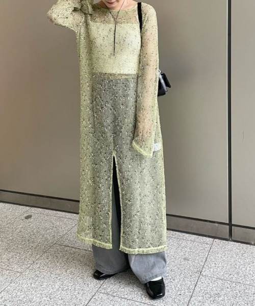 Kastane ワンピース 「4色展開」メッシュシアーワンピース