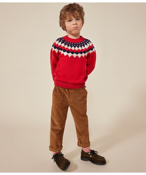 PETIT BATEAU - 編み物 ティーシャツ 絨毛＆コットンニットプルオーバー キッズ 小わっぱ服 セーター-ベビー、キッズ、マタニティ-子ども服、シューズ