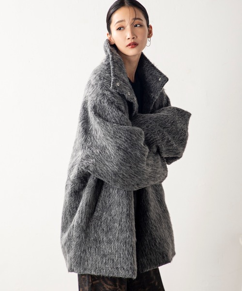 cft. スタンドカラーシャギーミドルコート/グレー MILLION CARATS（ミリオンカラッツ） コート アウター スタンドカラー