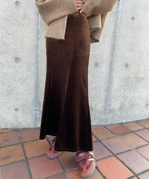 スカート velor mermaid long skirt /ベロアマーメイドロング