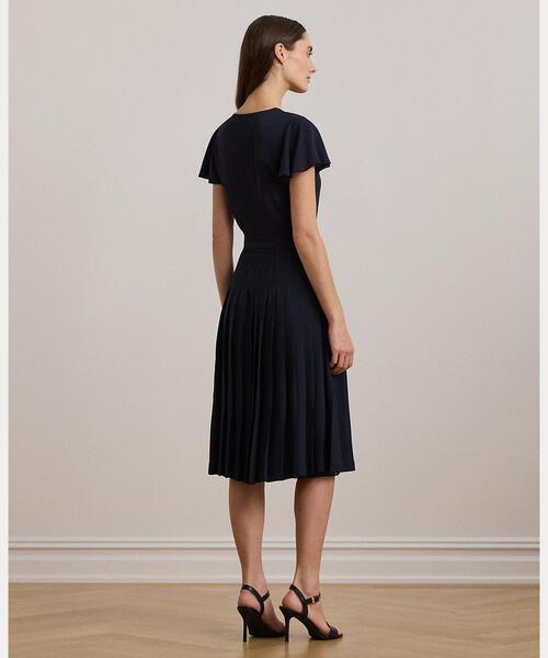 【新品】LAUREN RALPH LAUREN ジョーゼットドレス　0 LAUREN RALPH ワンピース フリルトリム プリーテッド ジョー